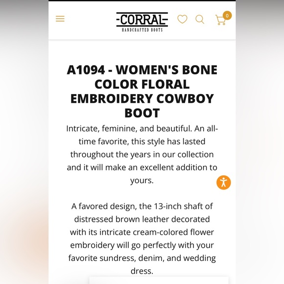 CORRAL Vintage Flower Embroidered Cowgirl Boots 10 - Picture 4 of 11